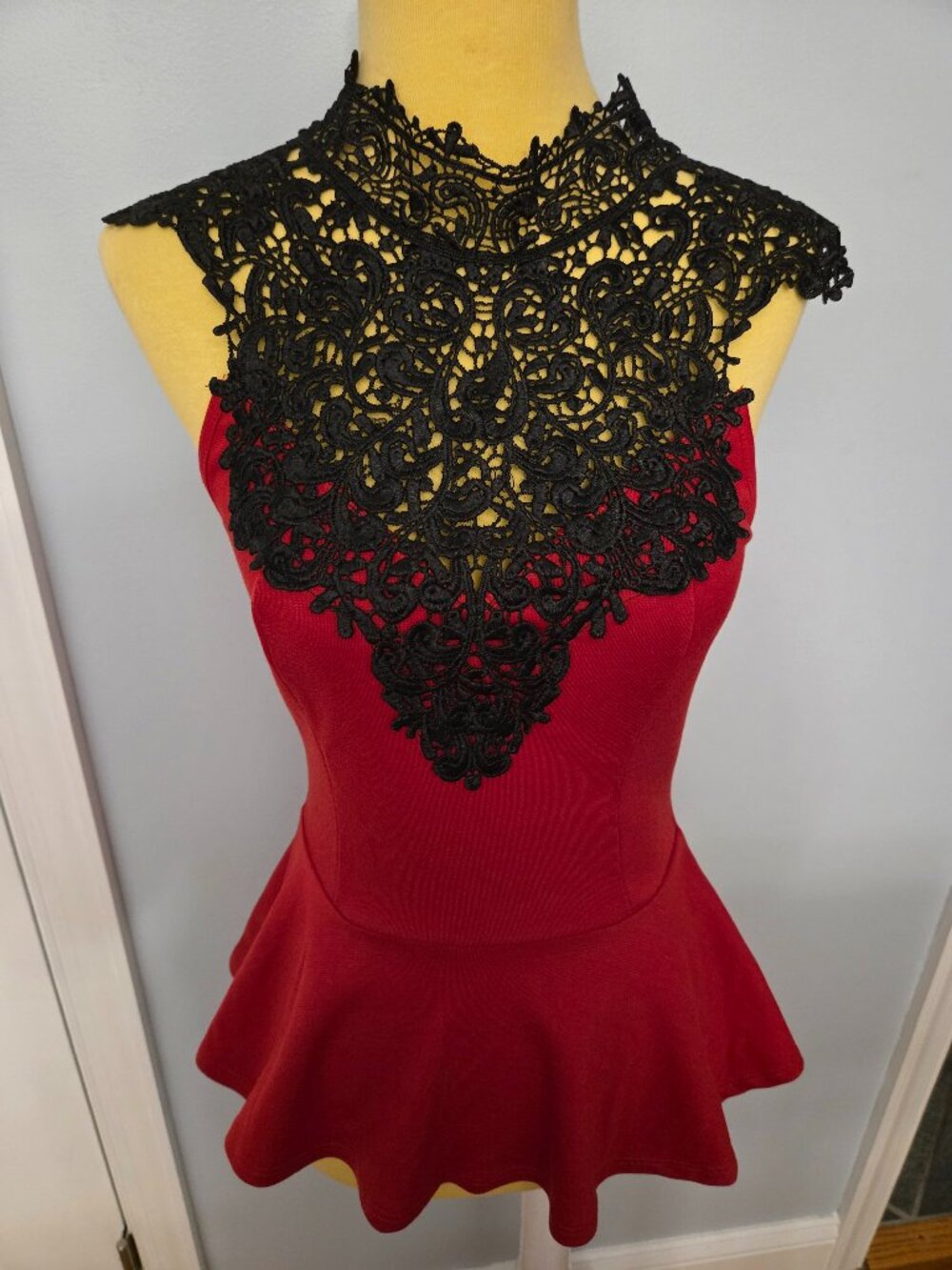 Charlotte Russe Lace Accent Peplum Top
